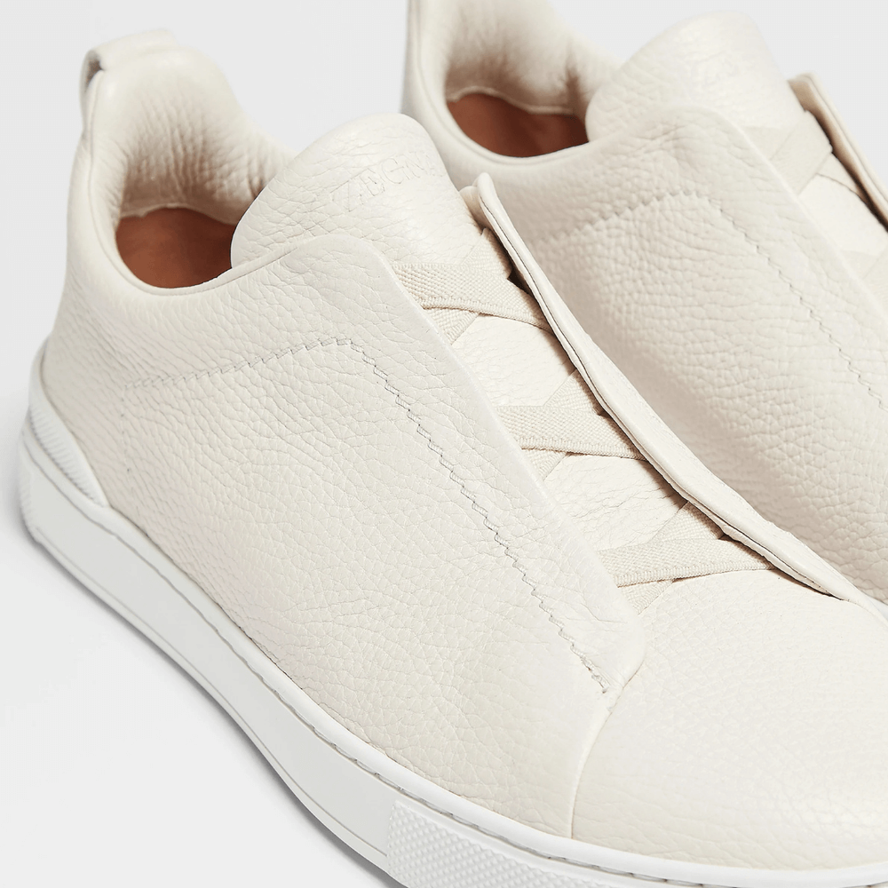 ZEGNA Triple Stitch Low Top Leather Off White