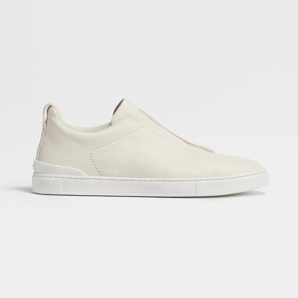 ZEGNA Triple Stitch Low Top Leather Off White
