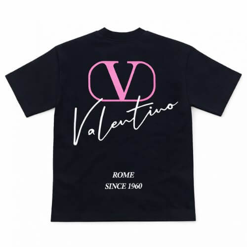 Valentino V Logo Graphic Cotton T-Shirt Black
