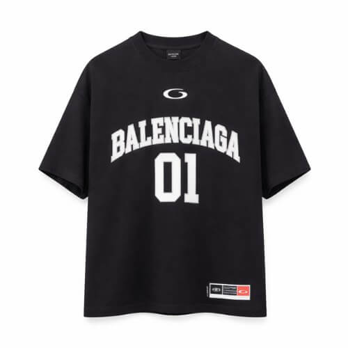 Balenciaga Oversized Logo Cotton T-Shirt Black