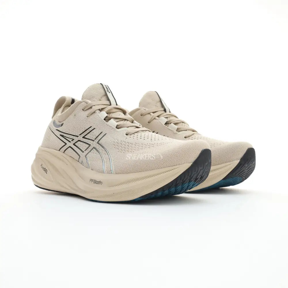 ASICS Gel Nimbus 26 Beige Black Feather Sneakers