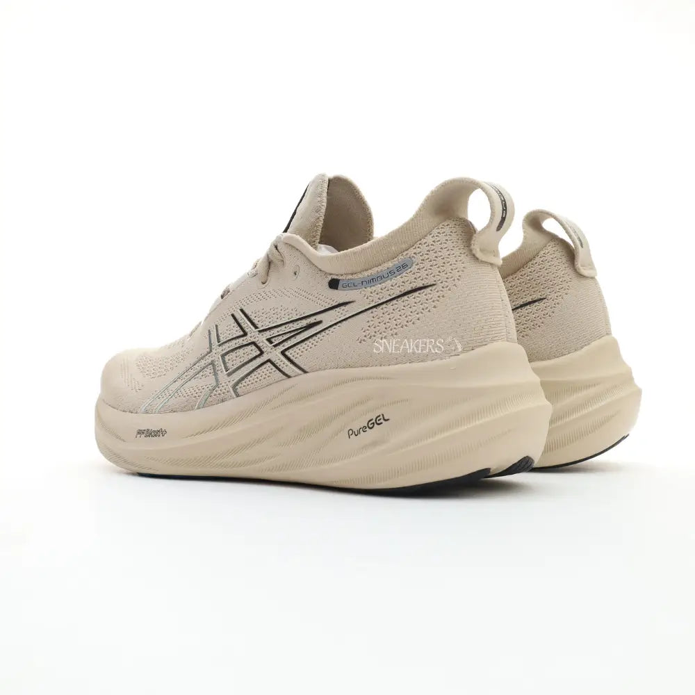 ASICS Gel Nimbus 26 Beige Black Feather Sneakers