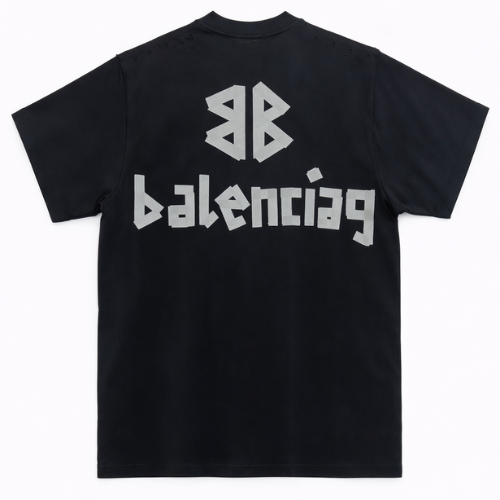 Balenciaga Logo Cotton T-Shirt Black