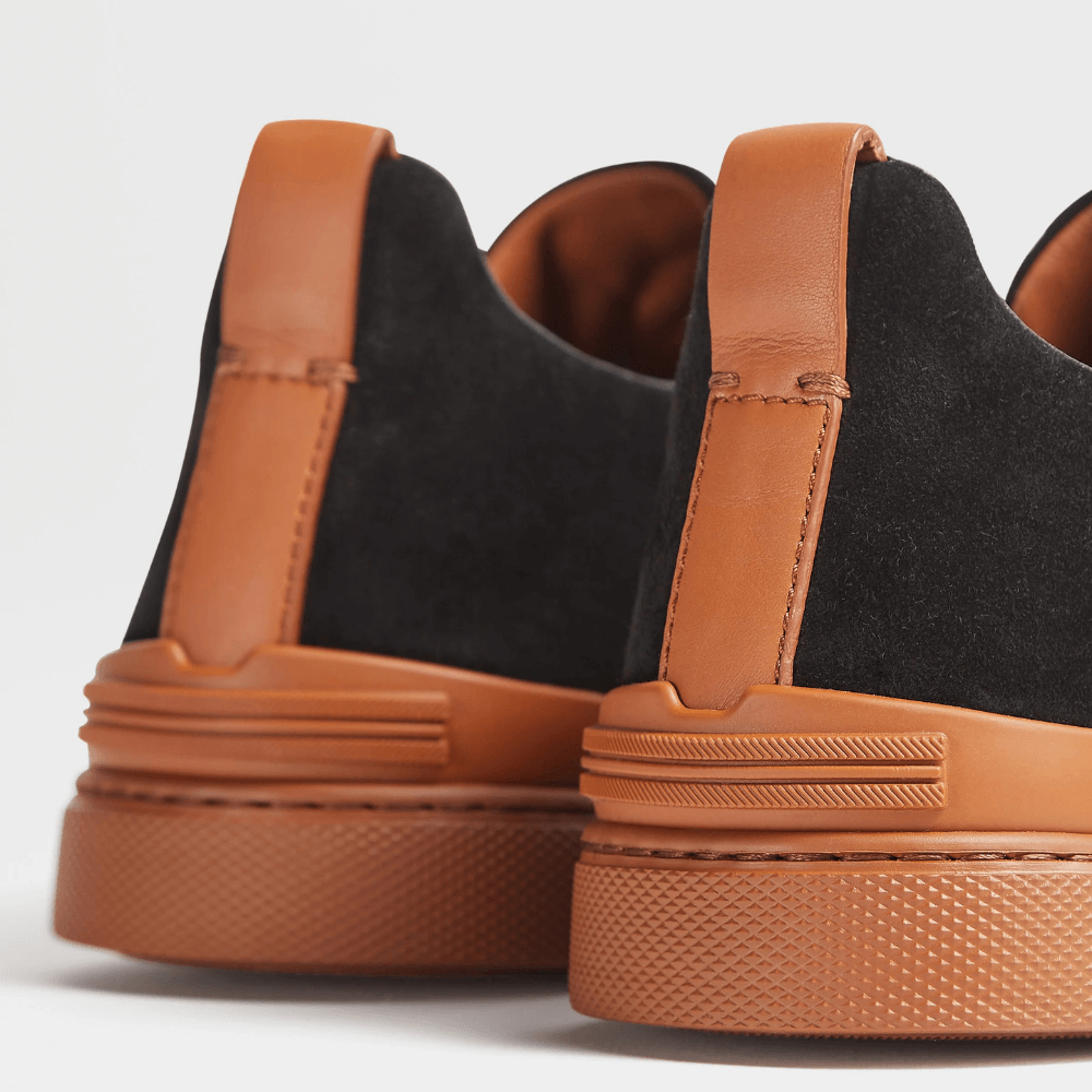 ZEGNA Suede Sneakers Black Cognac