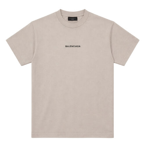 Balenciaga Minimal Logo Cotton T-Shirt Beige