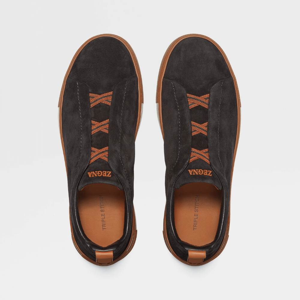 ZEGNA Suede Sneakers Black Cognac