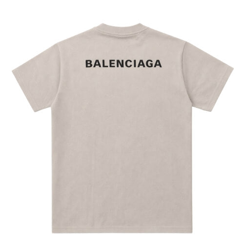 Balenciaga Minimal Logo Cotton T-Shirt Beige