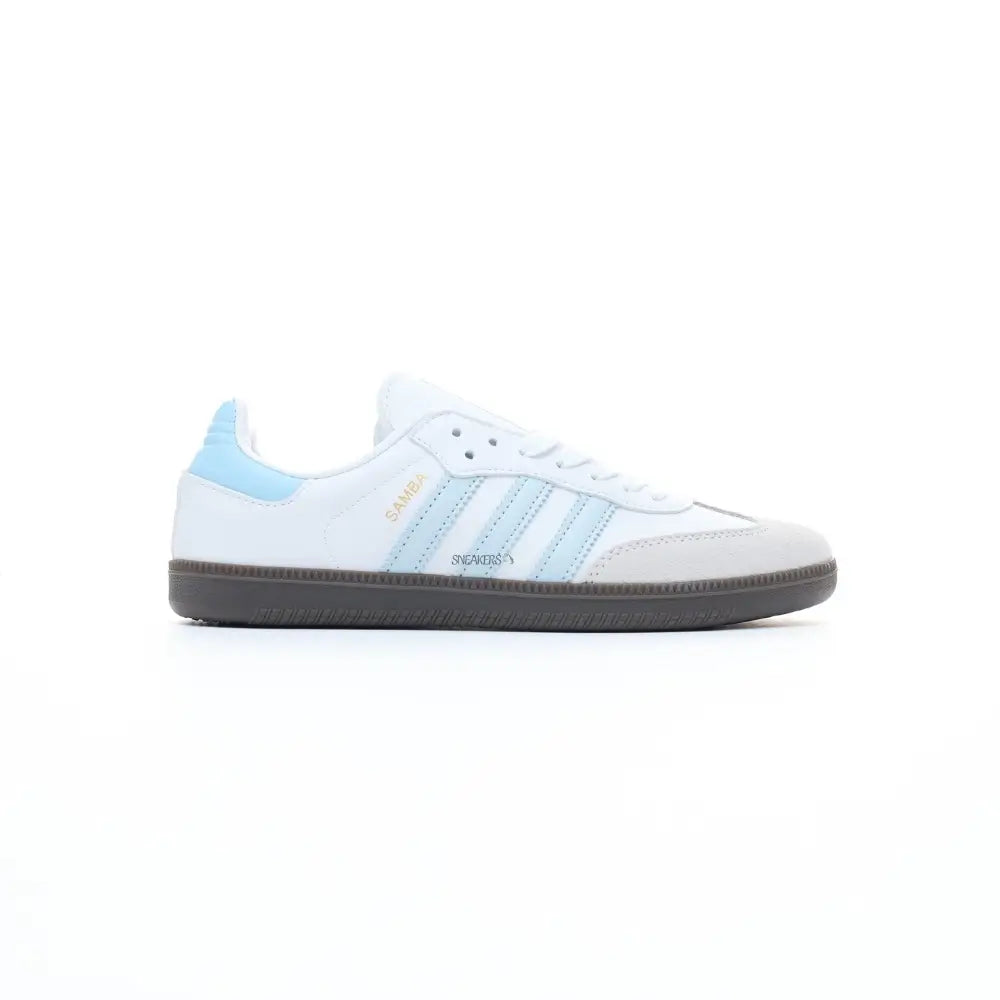 Adidas Samba White and Sky Blue