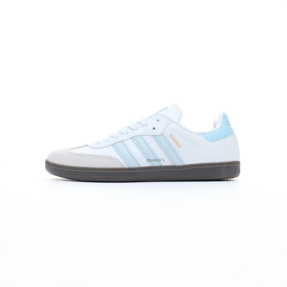 Adidas Samba White and Sky Blue