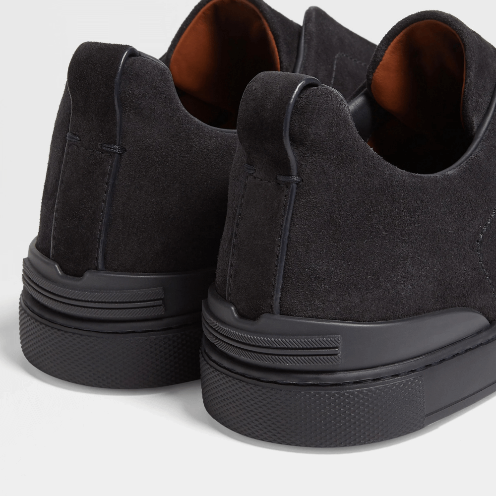 ZEGNA Triple Stitch Low Top Suede Dark Brown