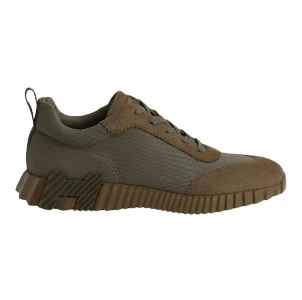 Hermès Trail Knit & Suede Sneakers Olive Green